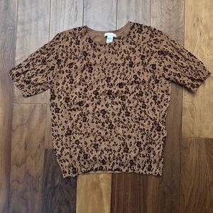 H&M Leopard Print Women's Crew Neck Short Sleeve Knit Sz medium